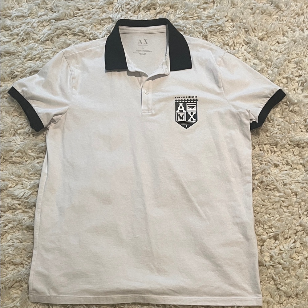 Armani Exchange White Polo with Black Trim